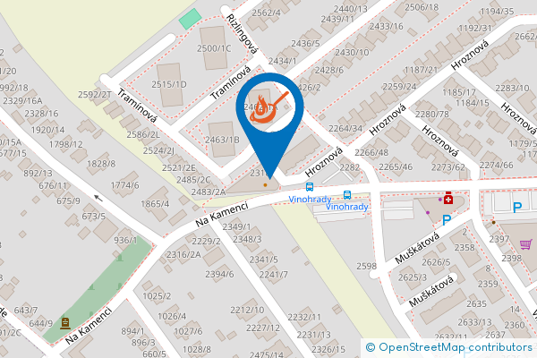 Mapa - BOSCO restaurant & bowling, Hroznová 2318
