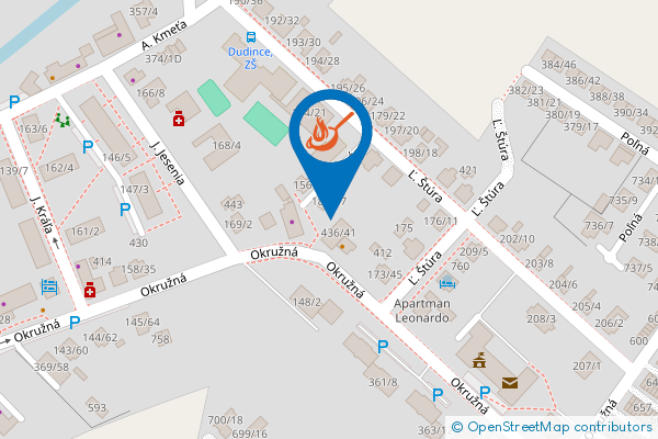 Mapa - Legend Pub, Okružná 436, Dudince - sídlisko,