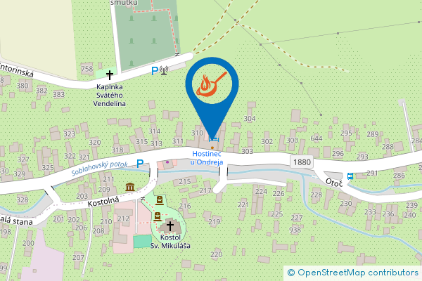 Mapa - Hostinec u Ondreja, Hlavná 309,  913 38 Soblahov