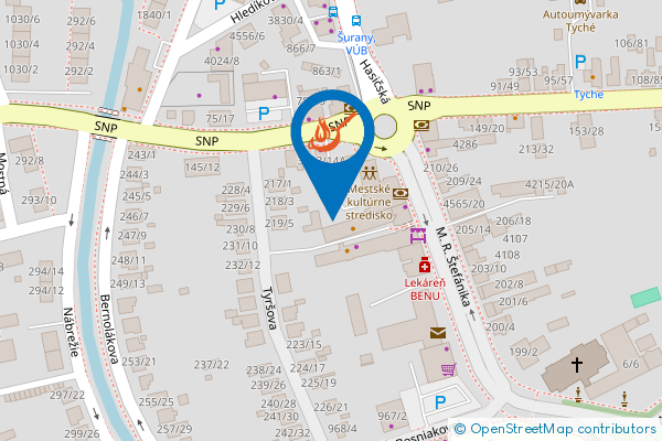 Mapa - Pizzéria Rioba, M.R., Milana Rastislava Štefánika 11,