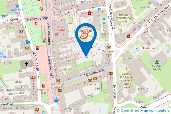 Mapa - STREET FOODIE Zvolen, Andreja Sládkoviča 4,