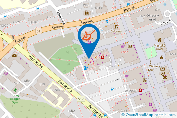 Mapa - City restaurant, Obchodné centrum M park Centrum 8 017 01 Považská Bystrica