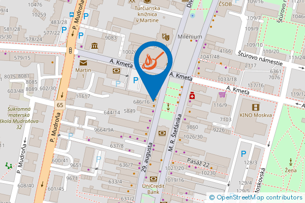 Mapa - KESTA bistro, Ul. 29. augusta 645, Martin, 036 01 Martin