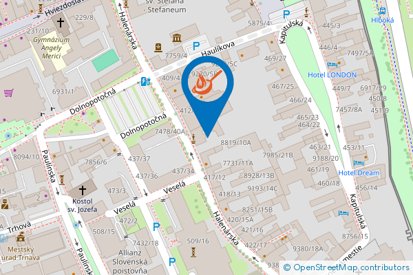 Mapa - MEDZI MÚRMI Restaurant Trnava, Halenárska 418/13,