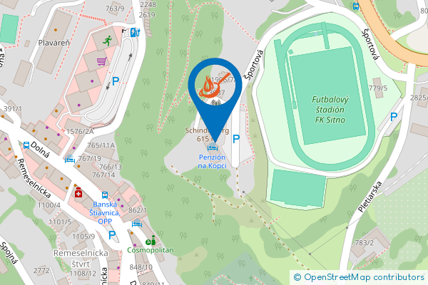 Mapa - Penzión na Kopci, s.r.o., Športová 781