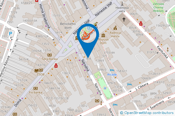 Mapa - Pizzeria EVIJO, Námestie SNP,