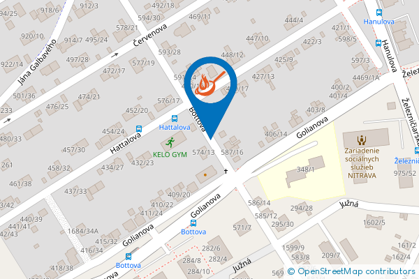 Mapa - Pizzeria pod Borinou, Bottova 11, 949 01 Nitra-Čermáň
