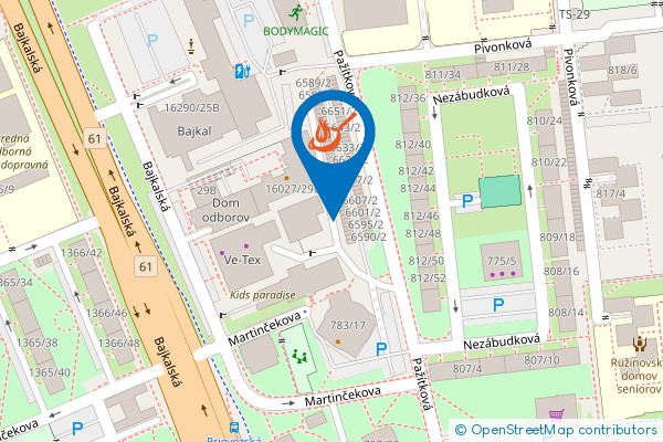 Mapa - Pizzeria Rotunda, Martinčekova 783/17,
