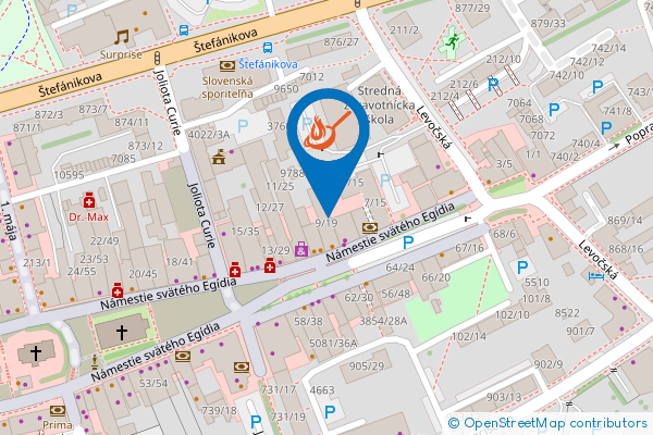 Mapa - Popradská Plzeňka, Námestie svätého Egídia 9/19 05801 Poprad