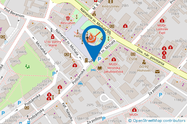 Mapa - Reštaurácia, kaviareň a terasa & Hotel JELEŇ, Námestie svätého Michala 1,