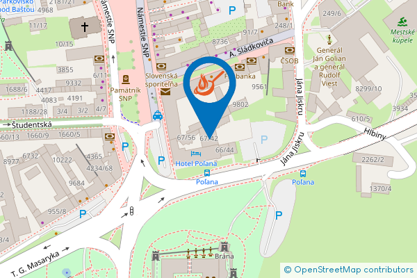 Mapa - Reštaurácia & Kaviareň - Hotel Poľana, Námestie SNP 64,