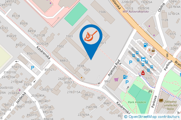 Mapa - Restauracia „Zlatá podkova“, Kasárenská 867/1,