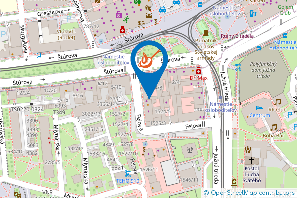 Mapa - Stará Sýpka, Fejova 1528/1, 040 01 Košice